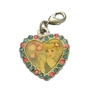 Vintage Disney Cinderella Clip On Heart Charm Princess Zipper Pull Purse Crystal